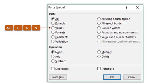 what is the shortcut for paste special in excel
