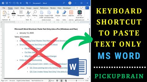 what is the shortcut to paste text in microsoft word