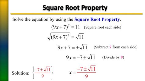 what is the square root property in math