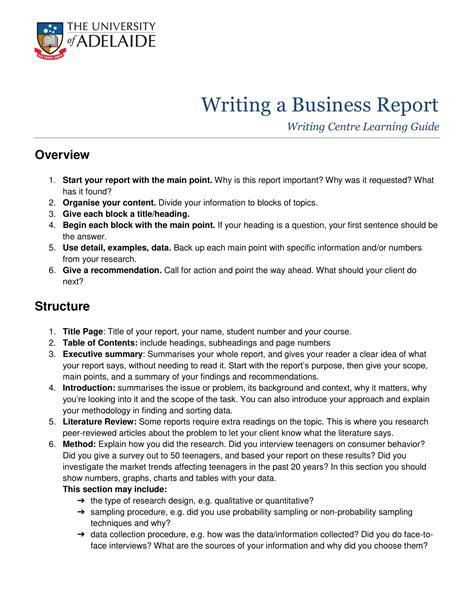 what is the structure of a report example