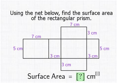 what is the surface area of the rectangular prism represented by the net below