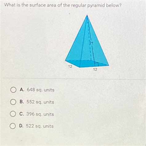 what is the surface area of the regular pyramid below?