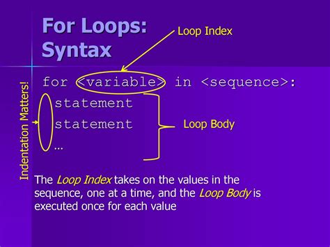 what is the syntax of a for loop