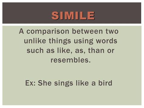 what is the term for a comparison between two unlike things without using like or as