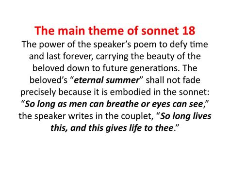 what is the theme of sonnet 18 by shakespeare