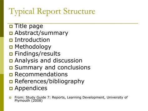 what is the typical structure of a report