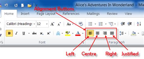 what is the use of alignment name the different alignment buttons