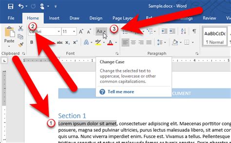 what is the use of change case feature in ms word