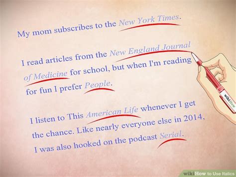 what is the use of italics in a text