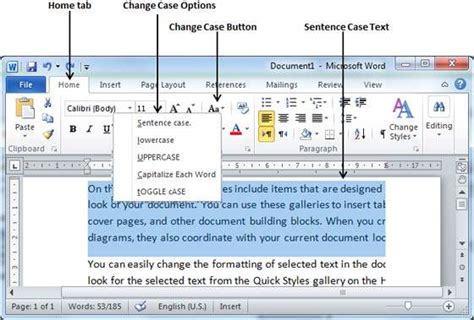 what is the use of sentence case in ms word