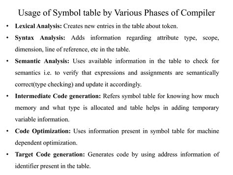 What Is The Use Of Symbol Table In Compiler Design Mcq