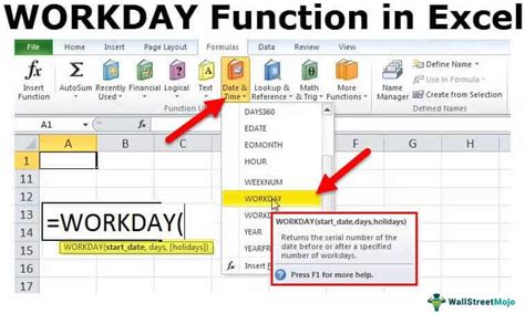 what is the workday function in excel