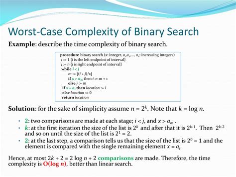 what is the worst case time complexity of binary search algorithm