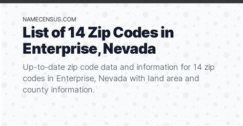 what is the zip code for enterprise nv