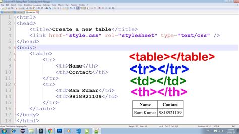 what is tr td in html