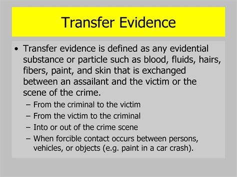 what is transfer evidence in forensic science