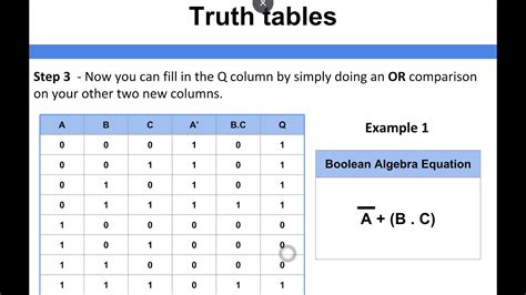 what is truth table in computer science class 11