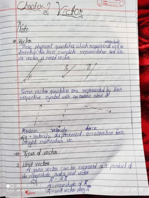 what is unit vector in physics class 11 notes