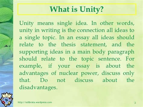 what is unity in an essay