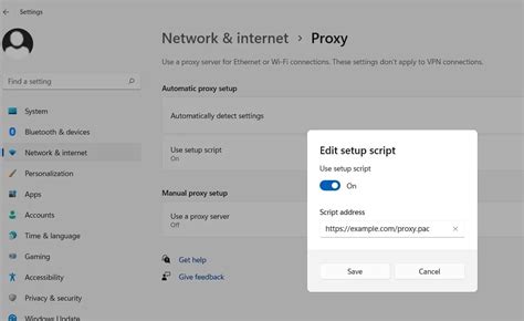 what is use setup script in proxy settings