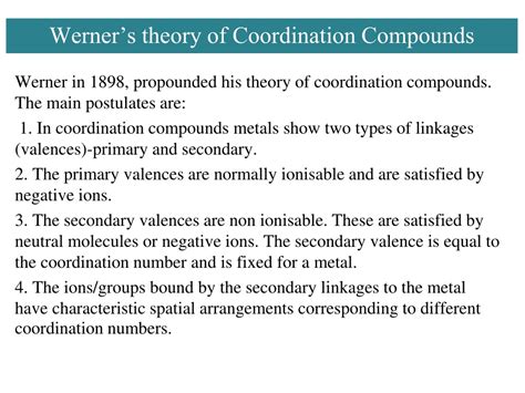 what is werner's theory of coordination compounds