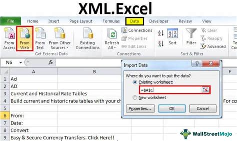 what is xml data in excel