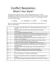what is your conflict resolution style quiz