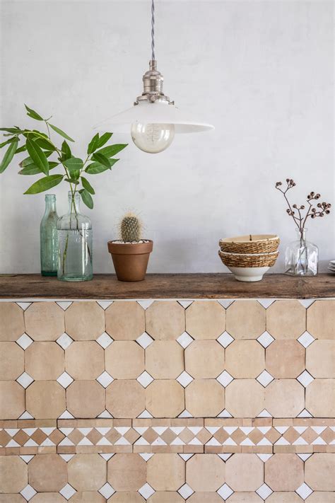 Zellige weathered white hex 3 1/2"x4"x3/8" Modern kitchen tiles, Hexagon tile backsplash
