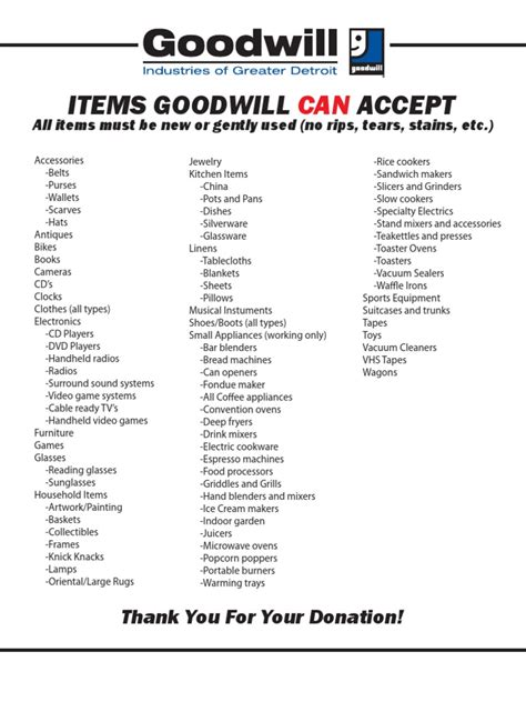 What Items Does Goodwill Accept In Mn