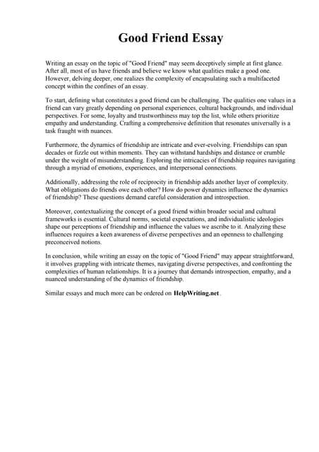 what makes a good friend essay 100 words pdf
