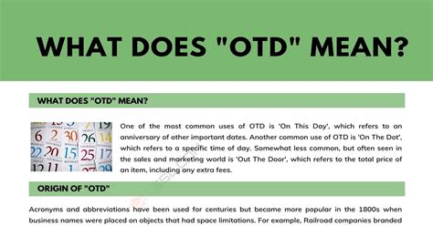 What OTD Means