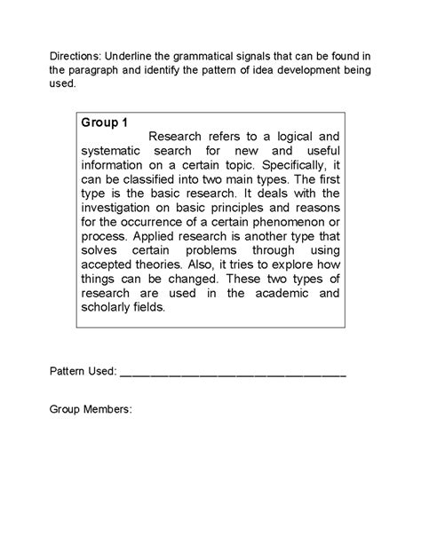 what pattern of idea development was used in the paragraph