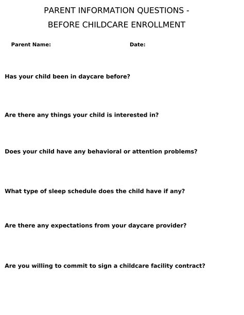 what questions should you ask a daycare