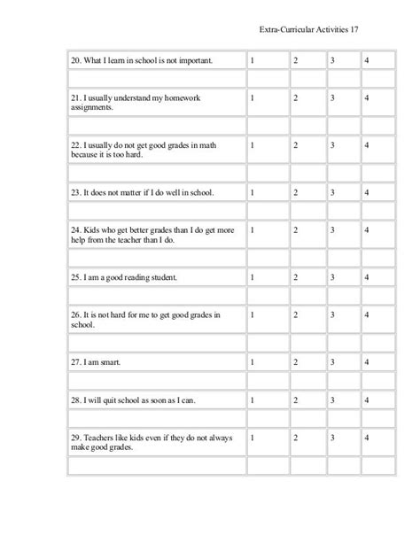 what questions to ask in a survey about extracurricular activities