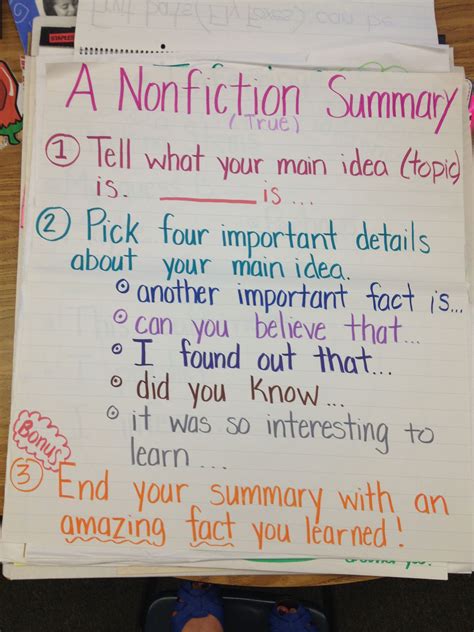 what should be considered when making a summary for an informational text