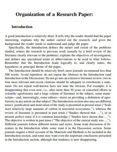 what should be in the introduction of a research paper