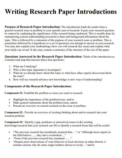 what should be in the introduction of a research report