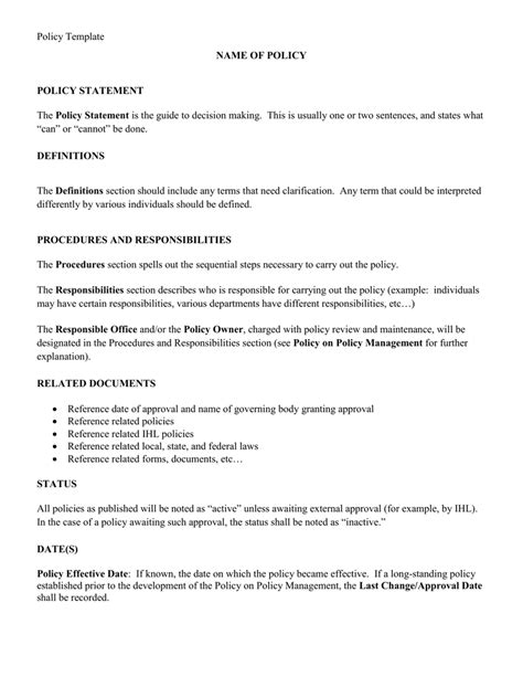 what should be included in a policy statement