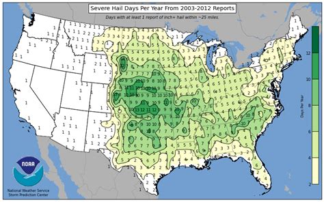 what state has the most hail storms per year