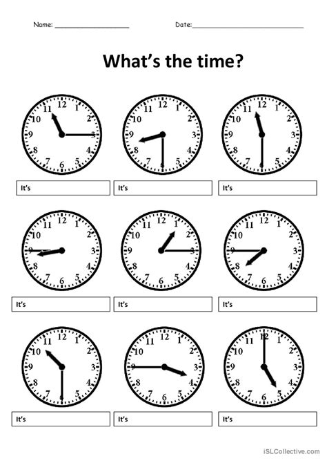 What Time Is It Exercises Pdf