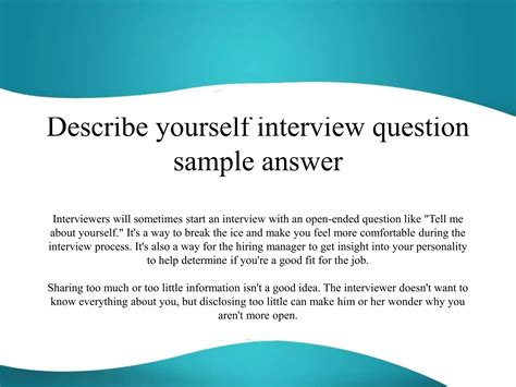 what to answer when asked to describe yourself in an interview