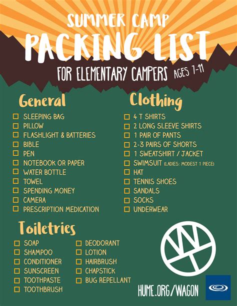 What To Bring To Camp List