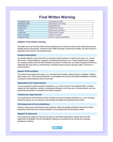 what to do when you get a final written warning