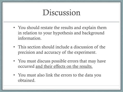 what to include in a discussion in a science report