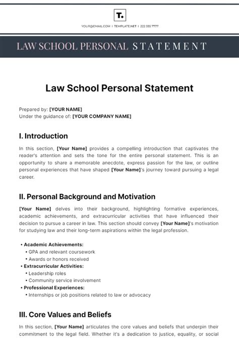 what to include in a personal statement for law school