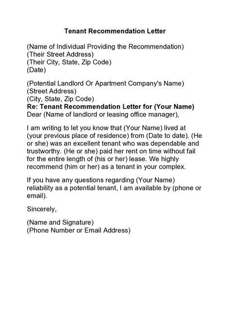 what to include in a tenant reference letter