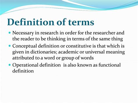 what to include in definition of terms in research