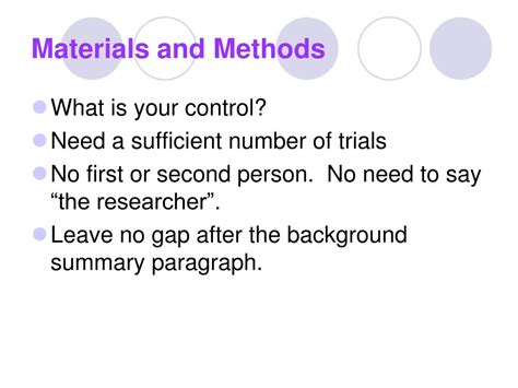 what to include in materials and methods