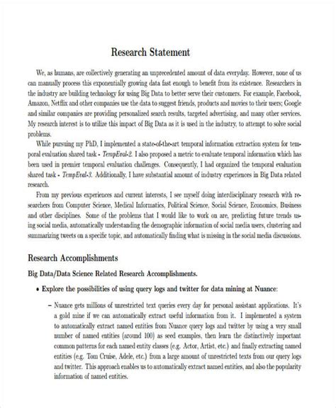 what to include in research statement