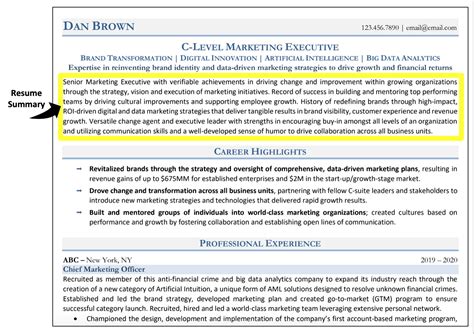 what to include in resume summary examples